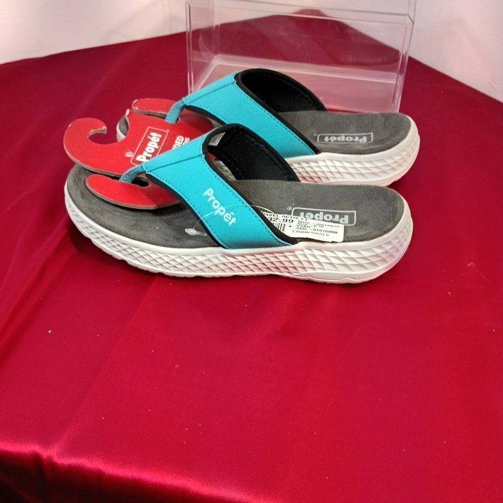 PROPET WST001P Travelactiv Ft WOMEN'S SZ 6W BLUE Flip Flop Sandal New